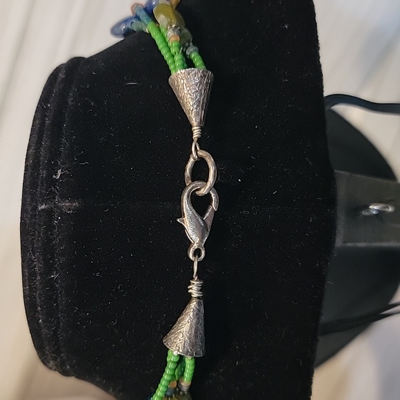 N12 Multi-Strand Blue & Green Beaded Necklace - Picture 3 of 3